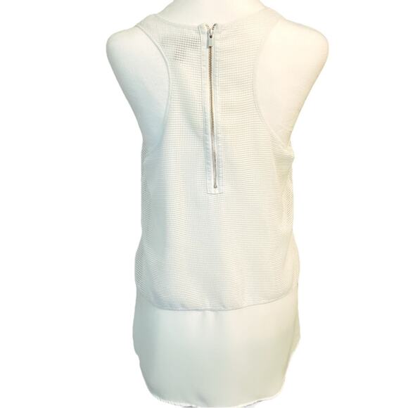 Banana Republic Blouse White Size Small Petite Sleeveless Tank Exposed Zipper - Picture 3 of 9